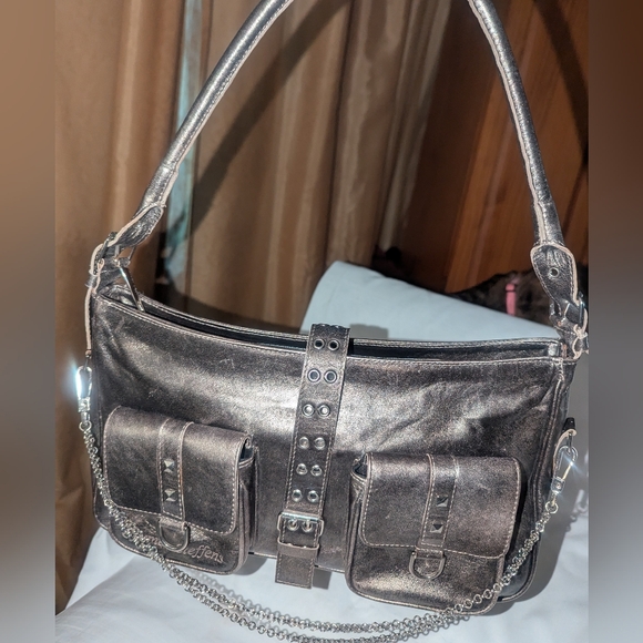 Carmen Steffens Metallic Chain Details Shoulder Bag. Y2K Vibe. - Picture 3 of 13
